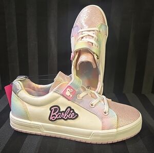 Barbie Mattel Girls US 3 Canvas Pink Rainbow Sneakers Hook & Loop Tape Closure